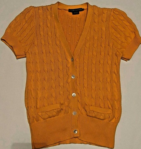 Cable Knit Cardigan Sweater,Orange 