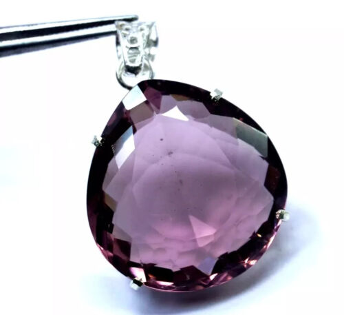 Ciondolo alessandrite 75 ct+ pietra preziosa argento 925 taglio pera naturale che cambia colore - Foto 2 di 6