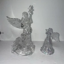 Two Clear Hard Plastic/Acrylic Angels Tree Toppers
