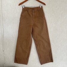 Carhartt Kids Boys Carpenter Work Pants Loose Fit Dungaree Canvas in Brown 16