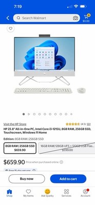 HP 24-df1023w 23.8'' (256GB SSD, Intel Core i3 11th Gen., 4.1 GHz, 4GB)...