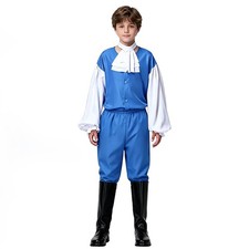 Boys Outfit Top Sets Stage Costume With Ruffle Faux Collar Court-style Prince