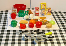 Kitchen Play LOT Pretend Food Cut Through Fruit Veggies Pantry Utensils EUC