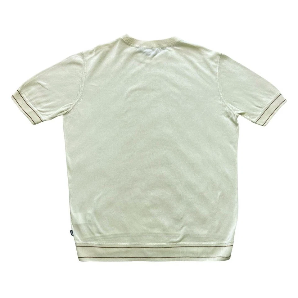 Suéter BOSS Hugo Boss Para Hombre XL Blanco Abierto Horelli Manga Corta Cuello Redondo Tejido Foto 4 de 4