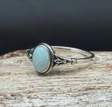 Larimar Stone Silver Ring Sterling silver Gem Stone Ring 925 Silver MJ002