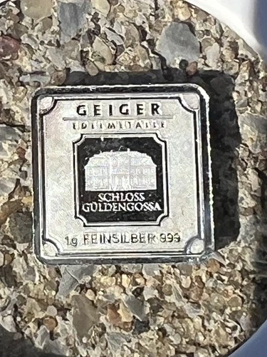 1 gram Geiger Silver Bar .999 Fine Original Square Series