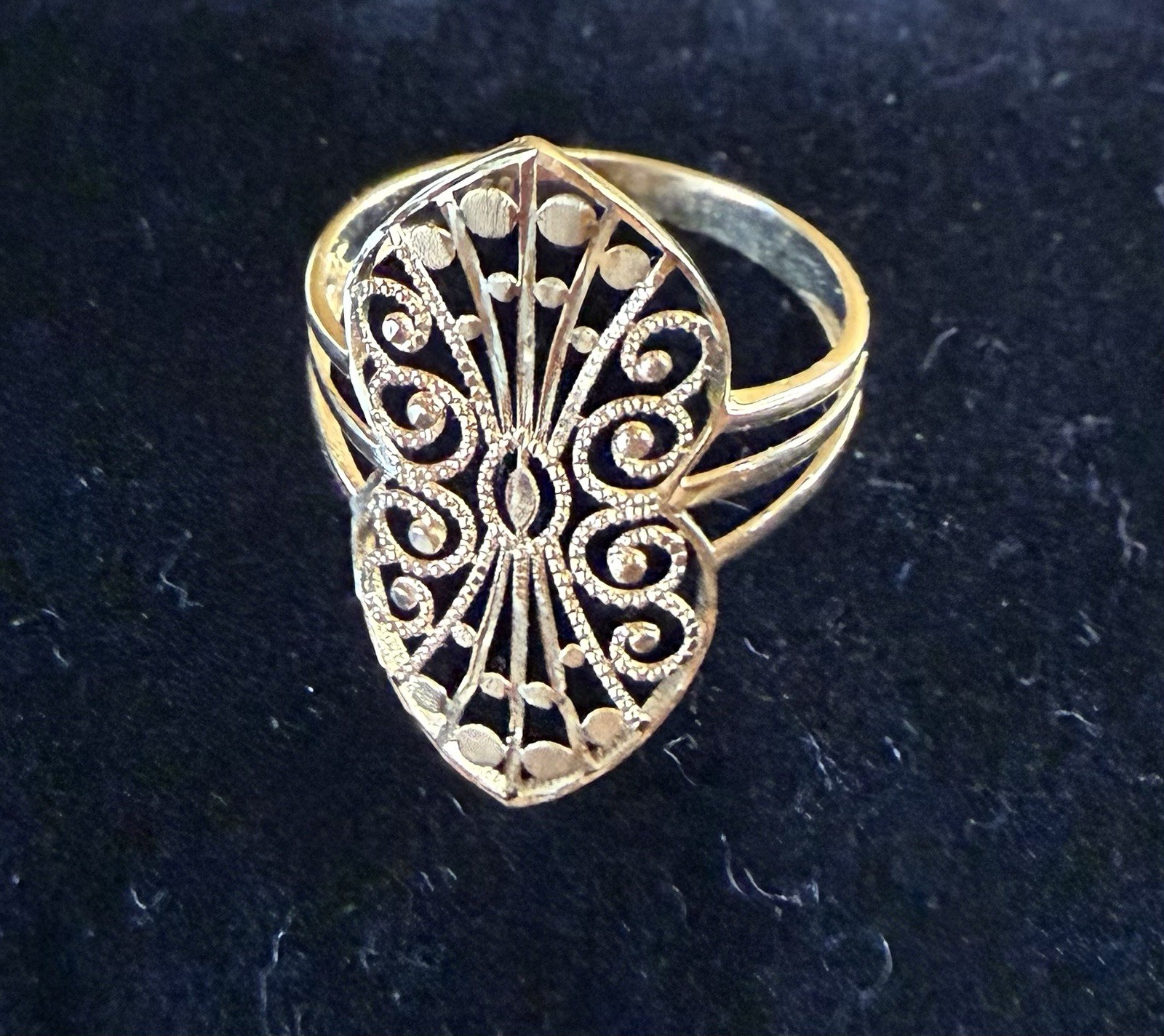 Real 18K Saudi Yellow Gold Power Ring for Women’s Girls Size 7