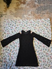Women's Ultra Flirt Black Lace Dress Size Small flare sleeve cold shoulder party