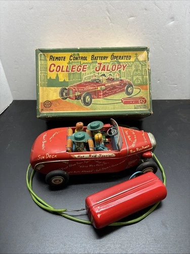 Vintage Marx Line Mar Tin College Jalopy Car Battery Operated Remote Control