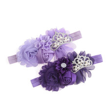 Baby Christening Headband Toddler Girls Fabric Flower Headband Tiara Stretchy El