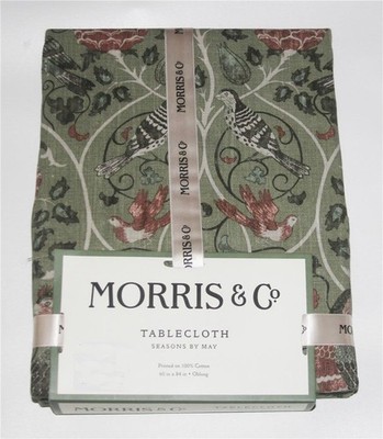 Beautiful MORRIS & CO. Seasons of May Green Floral Woven Cotton Tablecloth NWT