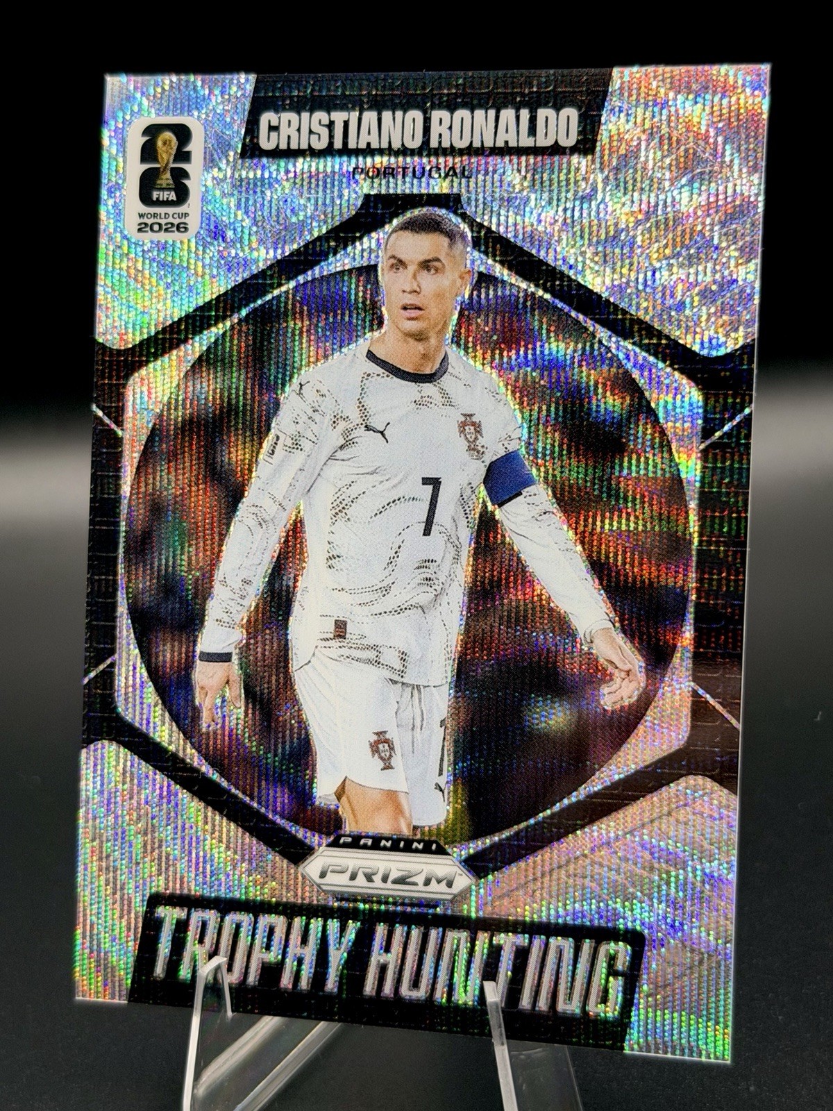2026 Panini Prizm FIFA World Cup Cristiano Ronaldo TROPHY HUNTING WAVE PRIZM view 3