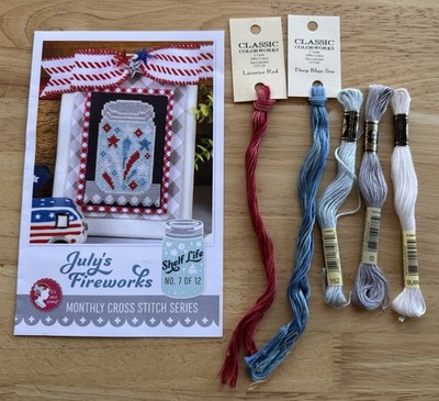 July s Fireworks Cross Stitch Pattern & Threads It s Sew Emma Monthly Jar