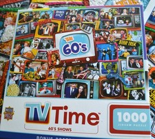 Master Pieces 1000 Piece Puzzle  TV Time  The 60's Shows  Complete w/Poster