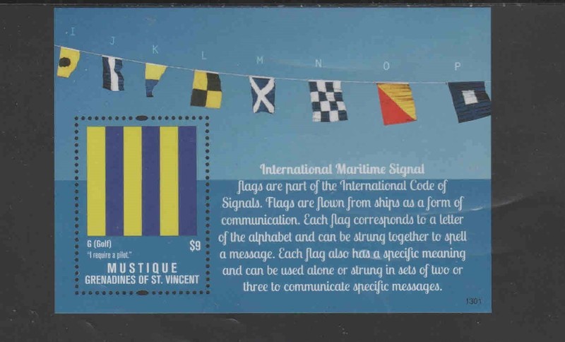 ST. VINCENT GRENADINES MUSTIQUE 2013 MARITIME SIGNALS MINT VF NH O.G S/S (STVGM2