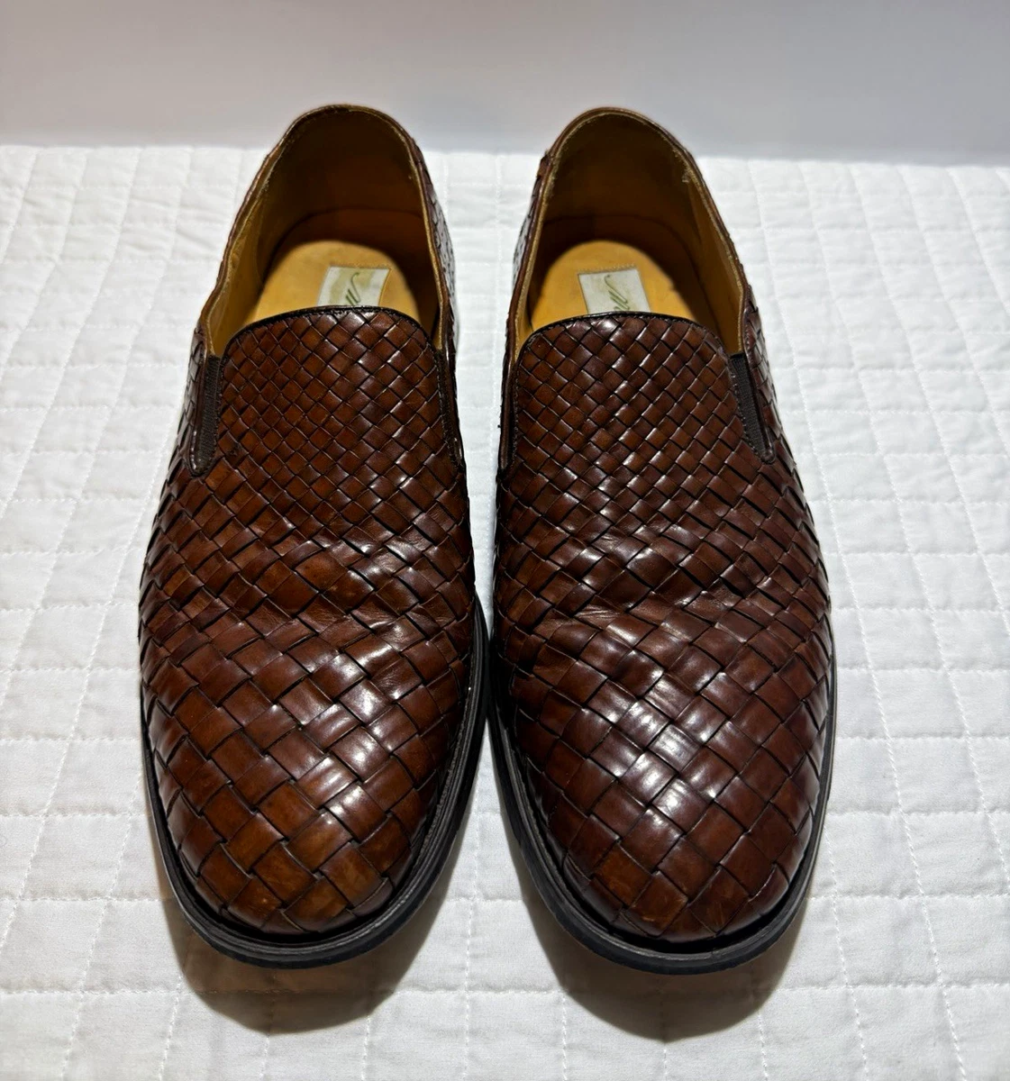 Mezlan Kauai Brown Woven Leather Loafers Slip-On Men\'s 9.5M Made in Spain Mezlan Sonoma Men Brown Leather Woven Basket | Mercari main image 2
