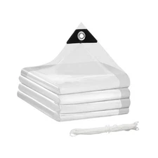 Clear Tarp 5 Mil PE – Clear Tarps with Grommets, Heavy Duty Waterproof 10X20 Ft