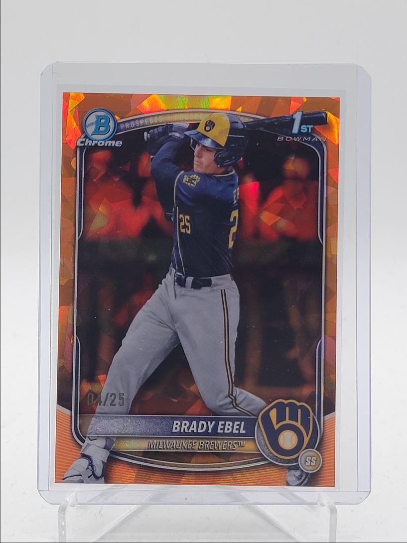 BRADY EBEL 2025 BOWMAN CHROME DRAFT 1ST SAPPHIRE ORANGE BREWERS /25 Q6252