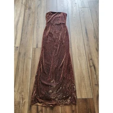 Jessica McClintock Gunne Sax Millennium 2000 Strapless Maxi Dress Gold Leopard