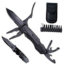 Cuchillo de bolsillo multiherramienta para hombres, multiherramienta Negro