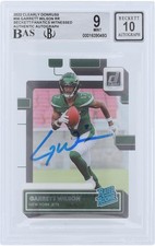Garrett Wilson Jets Signed 2022 Panini Clearly Donruss Rookie #56 BAS 9/10 Card