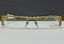Alain Mikli Brille Herren Damen gelb silber eckig Halbrand 0407 NP:336&euro; kariert