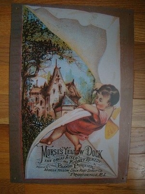 Vintage MORSE'S YELLOW DOCK LIVER AND KIDNEY REMEDY- PROVIDENCE, R.I. Sign