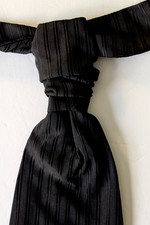 Solid Black ROCKEY MOLES Pre Tied Ascot Cravat Plastron Wedding Tie Italy