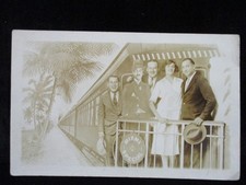 MIAMI FL Studio Photo CHARLIE CHAPLIN Man Woman Train Hat Vintage RPPC Postcard