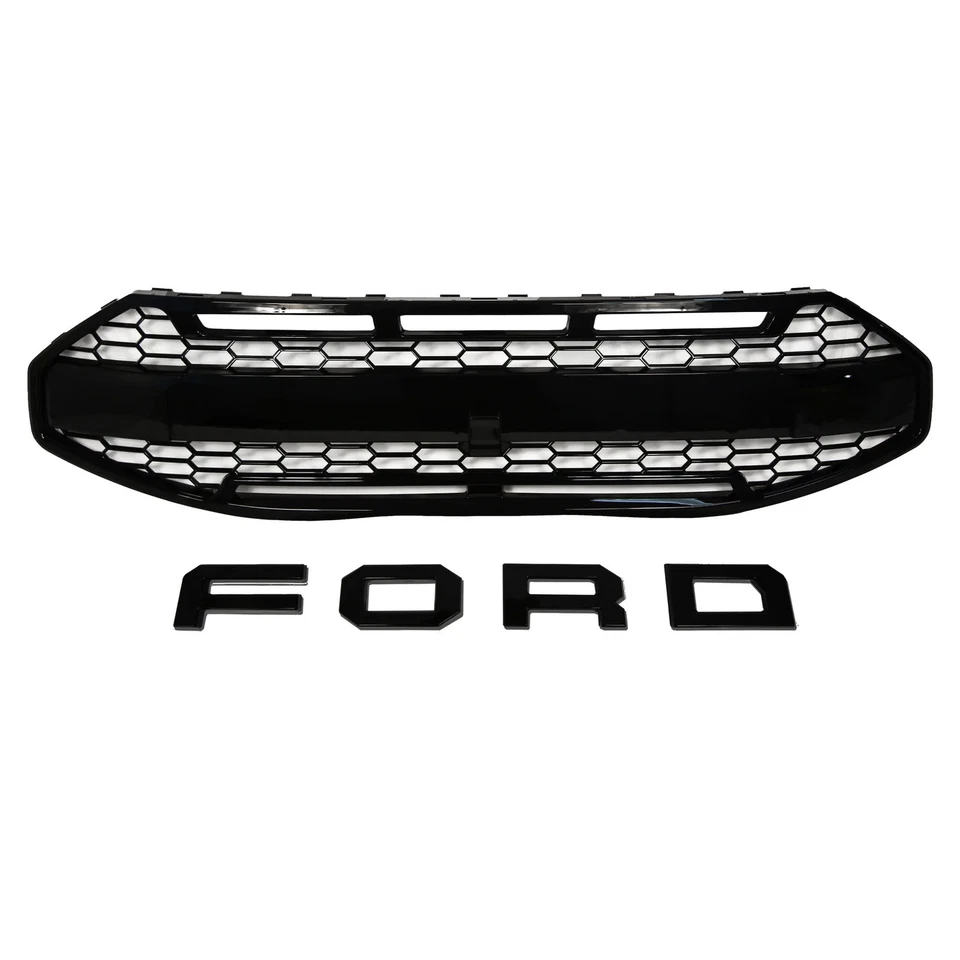 Fit For 2024-2025 Ford Transit Custom Front Grille in Glossy Black Raptor Style - Image 3 of 4