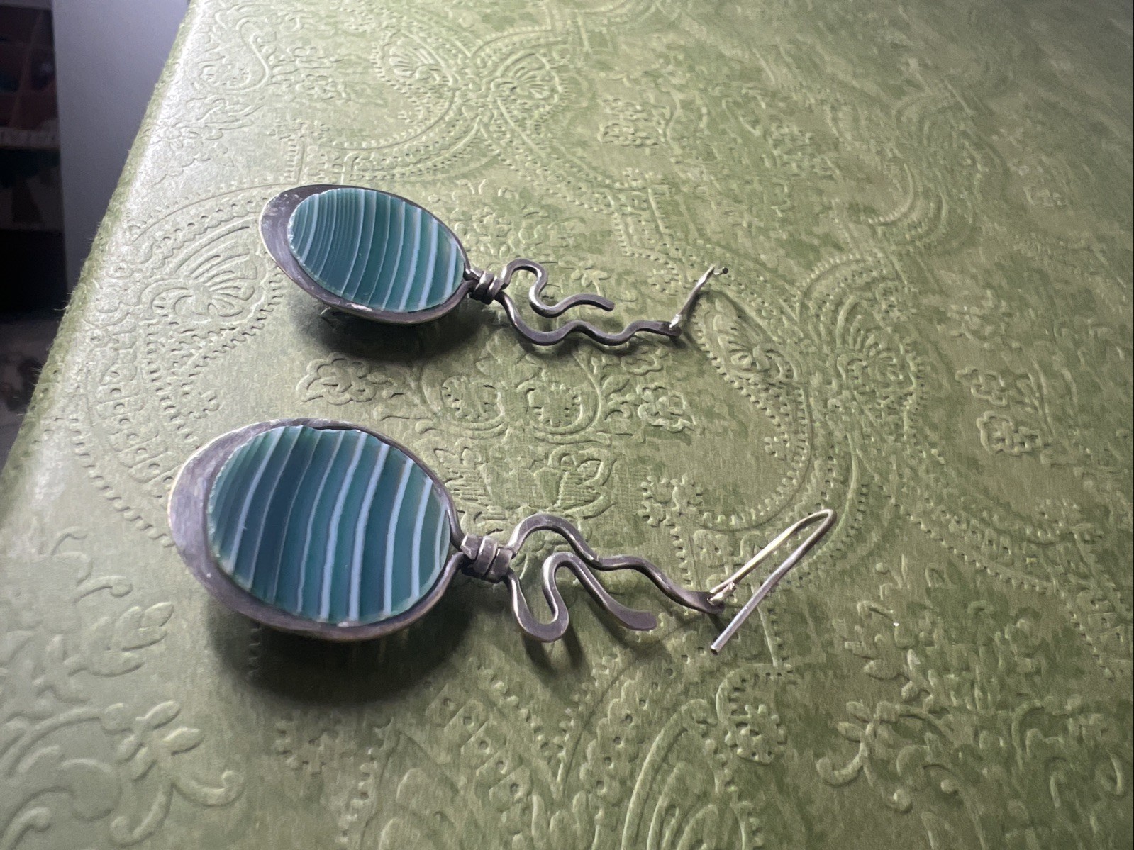 Vtg Solid 925 Sterling Silver drop dangle earring… - image 7