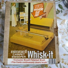 Vtg Bissell Whisk-It Carpet Sweeper Brush With Removable Pan Bright Gold NOS