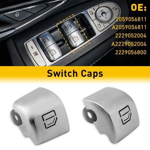Chrome Window Control Switch Cover Cap For Mercedes C-Class, GLC, S-Class - Direct Replacement, AUXITO Brand, 2-Year Warranty