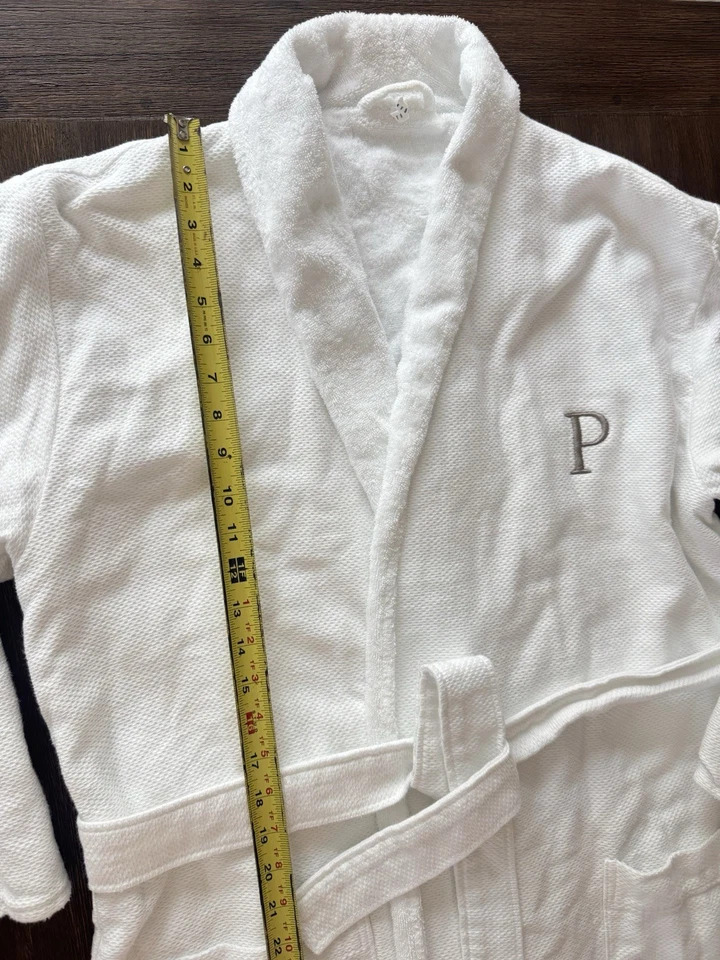 Bata Pottery Barn Para Hombre Grande Algodón Turco Cinturón Spa Baño Salón P Monograma Foto 4 de 4