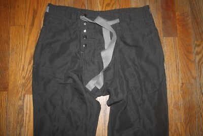RARE JENNI KAYNE J&K WOMENS DARK GRAY RIBBON TIE SNAP FRONT PANTS SIZE 4
