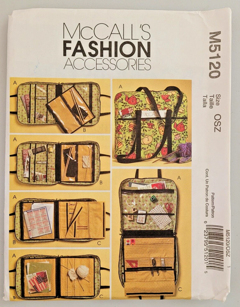 McCalls Sew Pattern 5120 Hobby Bags Tote Sewing Knitting Crafts Organizer UNCUT