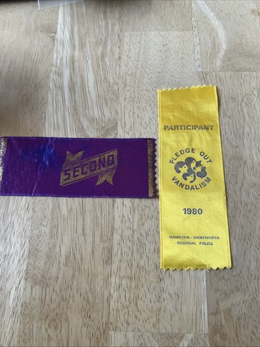 Vintage 1980 Hamilton Wentworth Regional Pledge Out Vandalism Ribbons ...