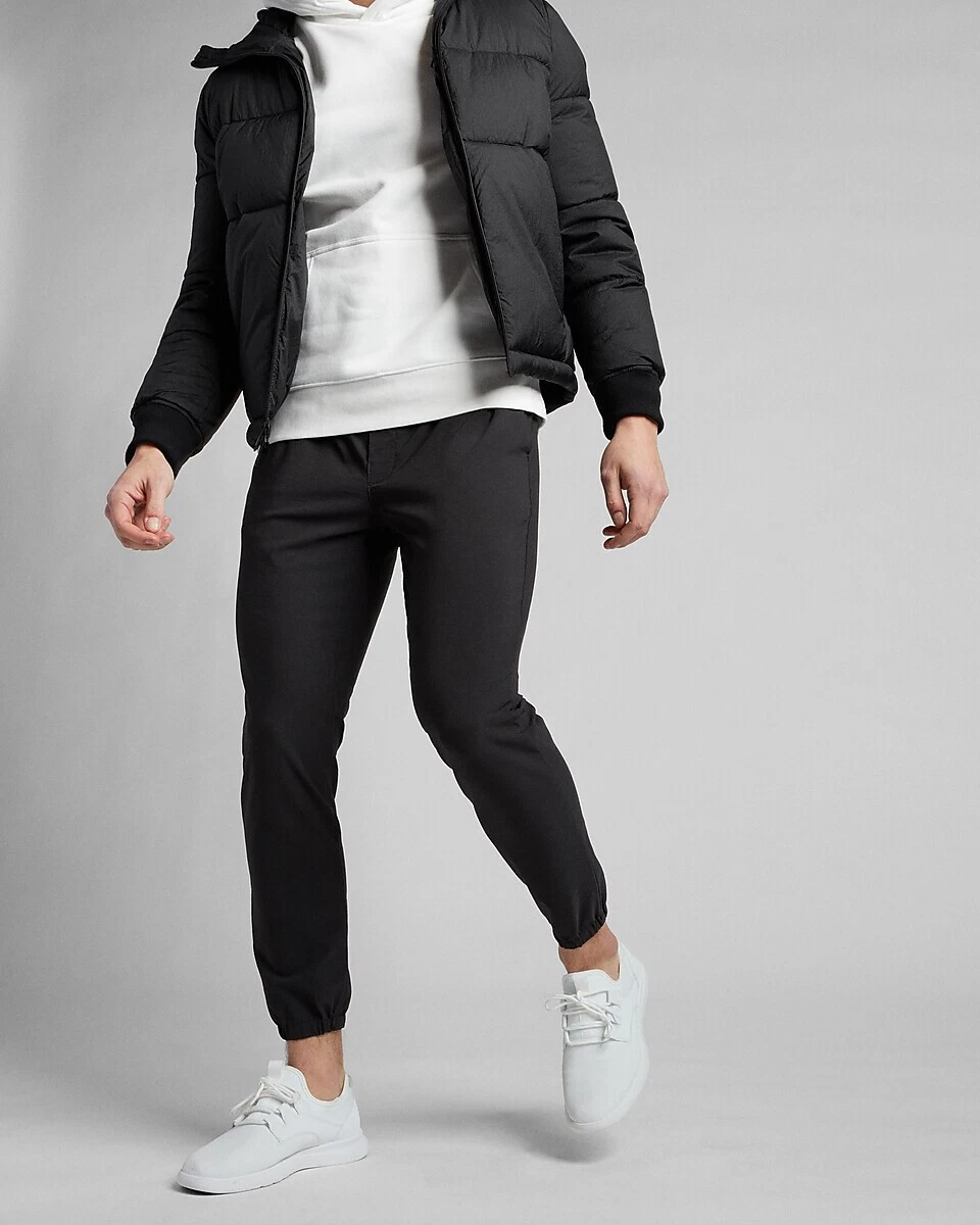 NEW EXPRESS $88 BLACK SOLID PERFORMANCE JOGGER PANT SZ XL EXTRA LARGE