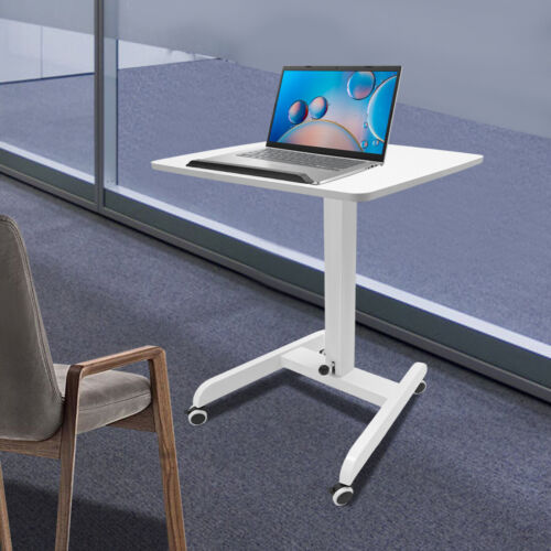 Foot Adjust Height Standing Desk Rolling Laptop Cart Mobile Podium Tilt 4 Wheels