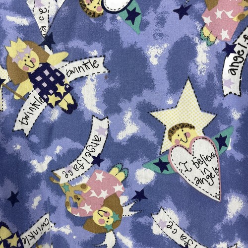 Medline Scrub Top Womans Size L Has Pockets Blue Angels Twinkle Twinkle - Picture 3 of 6