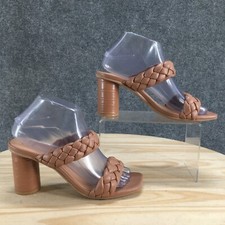 A New Day Heels Womens 7 Slip On Beige Basil Braided Faux Leather Casual Block