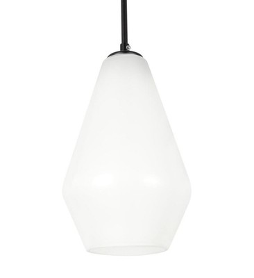 Elegant Lighting Gene LD2261BK Black 1-Light 7''W Mini Pendant w/Frosted Glass