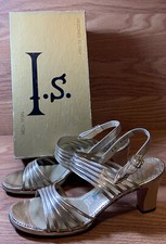 NEW YORK COMPANY METALLIC GOLD ANKLE STRAP HEEL SANDAL sz 8M as is