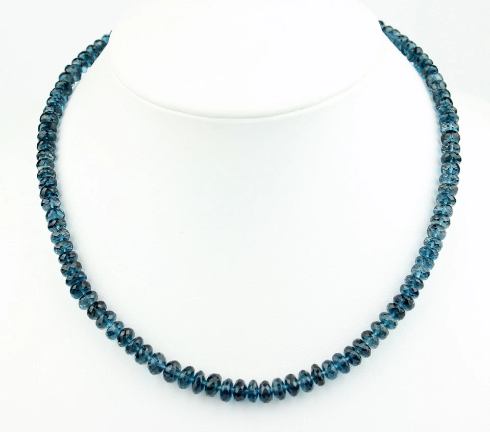 Collana Esclusiva In Topazio Blu Londra 46,5 Cm - Immagine 3 di 4