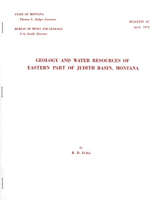 Geology and Water Resources of Eastern Part of Judith Basin, Montana