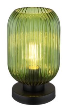 GLOBO Normy Tisch Nachttisch Lampe Leuchte Metall schwarz Glas grün E27 Ø 14 cm