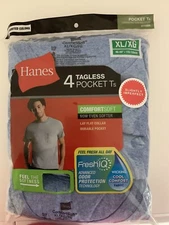 Hanes 4 Pack Men's Pocket Ts Cotton T-Shirt Tagless Crew - Sl.