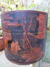 BOÎTE ASIATIQUE ancienne BOIS LAQUE PAYSAGE animé - ANTIQUE ASIAN LACQUERED BOX 