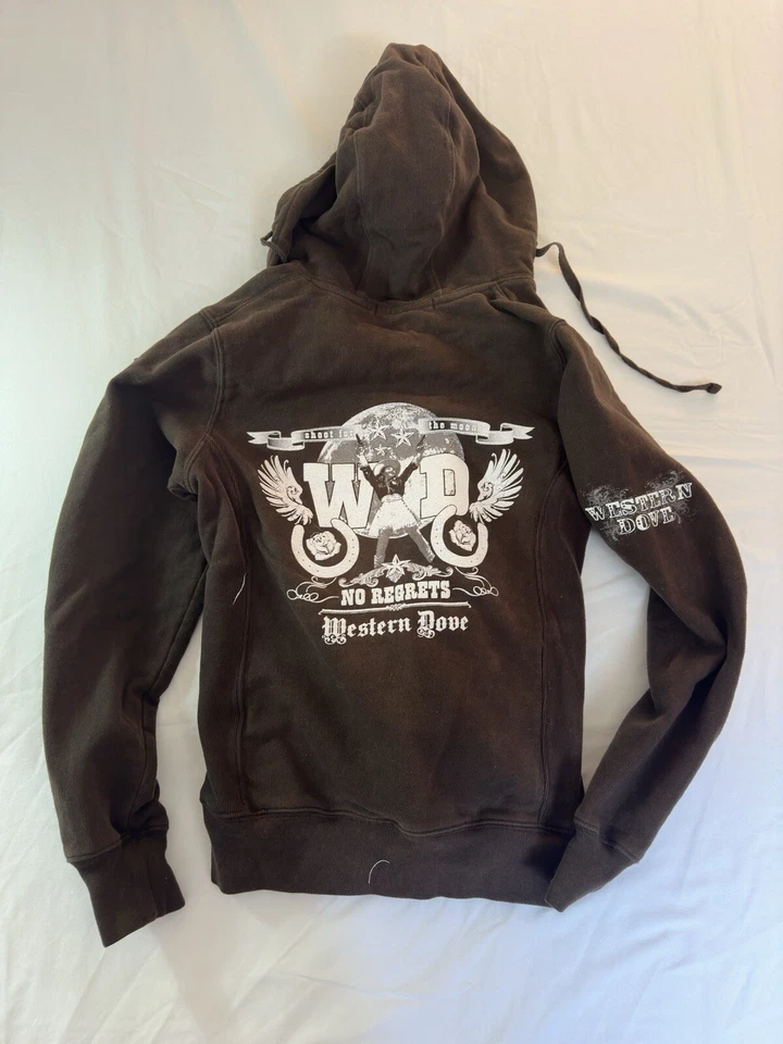 Sudadera con Capucha Western Dove Para Mujer S Alternativa Marrón Cremallera Completa Foto 2 de 4