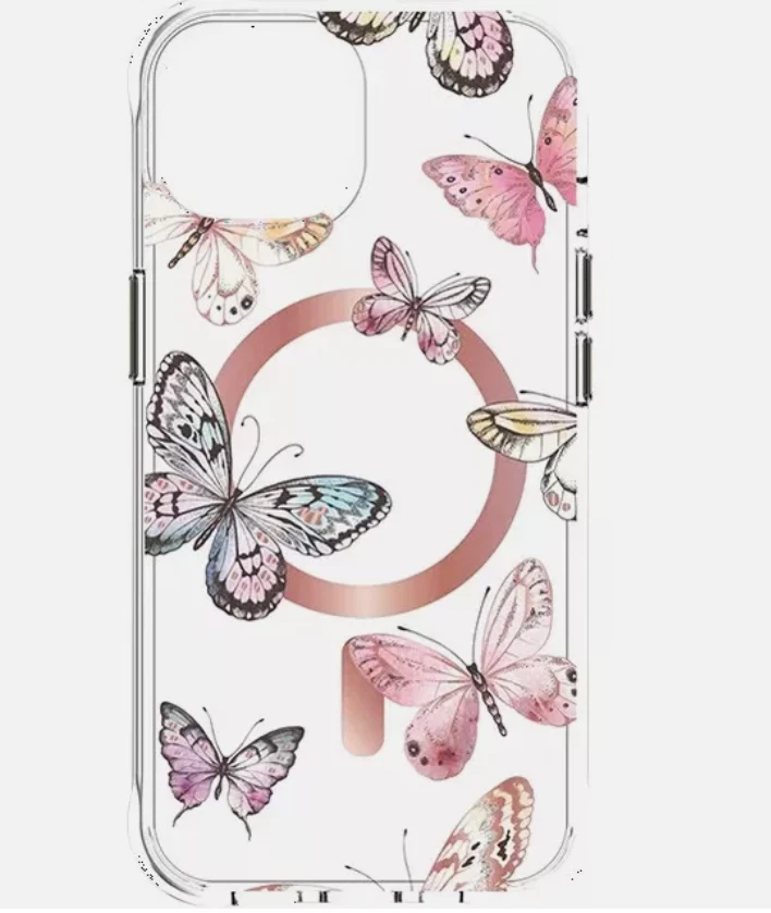 Estuche Magsafe Karma By Body Guante Mariposas Rosa con Pantalla para iPhone 15/14/13 Foto 2 de 2